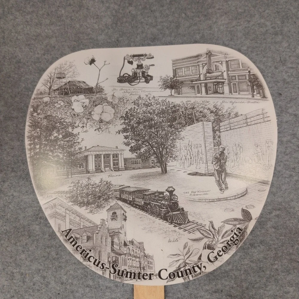Americus-Sumter County Georgia Tourism Handheld Paper Fan Souvenir Map - Picture 2 of 4